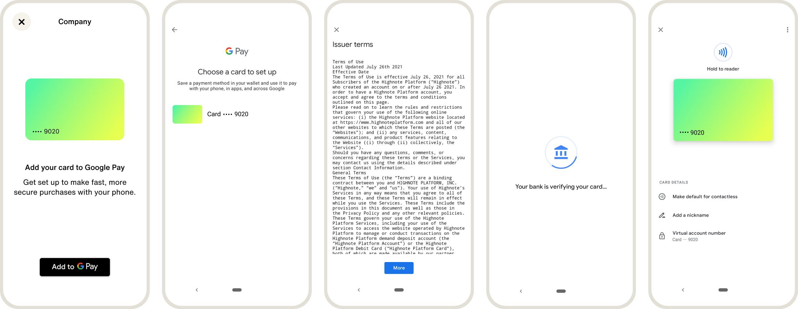 Google Pay Provisioning UX