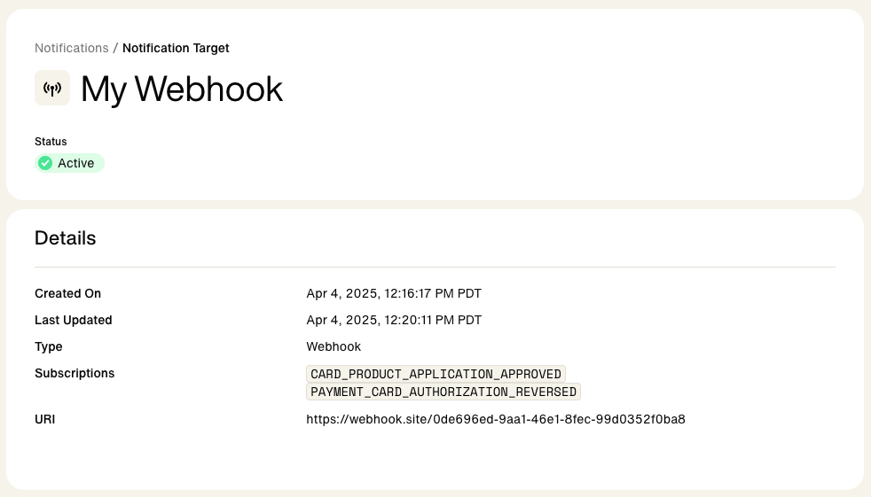 Update webhook subscriptions